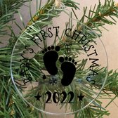 Boule de Noël - Bébé - année - 2023 - personnalisée - noire - 8cm.