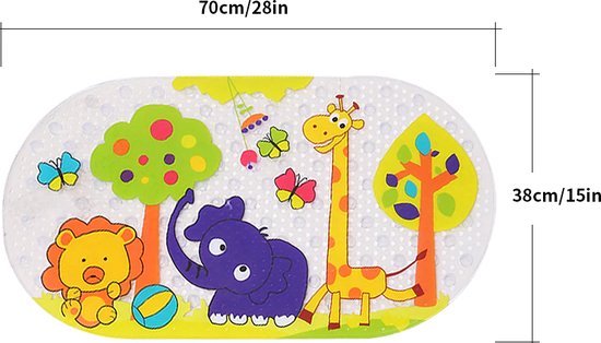 Badmatje - Antislip - Kinder Antislip mat Bad/Douche - Voor kinderen en baby's - mat voor in bad - mat voor in douche - douchemat met zuignappen - 69 x 39 cm - Olifant - VinkToys