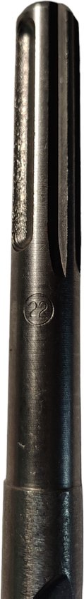 Close-up van de SDS Max schacht met de markering "22" erop.