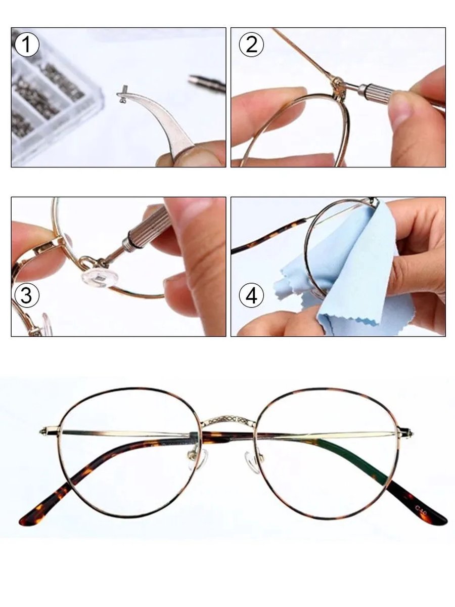 1000 pièces/assortiment de Micro lunettes en acier inoxydable