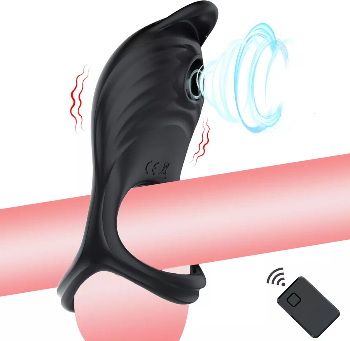 Goedkoopste Cockring vibrator met luchtdrukvibrator - Penis ring met clitoris vibratie - Draadloze afstandsbediening - One size - Voor hem en haar - Extreme orgasmes - 5 zuig en 5 trilstanden