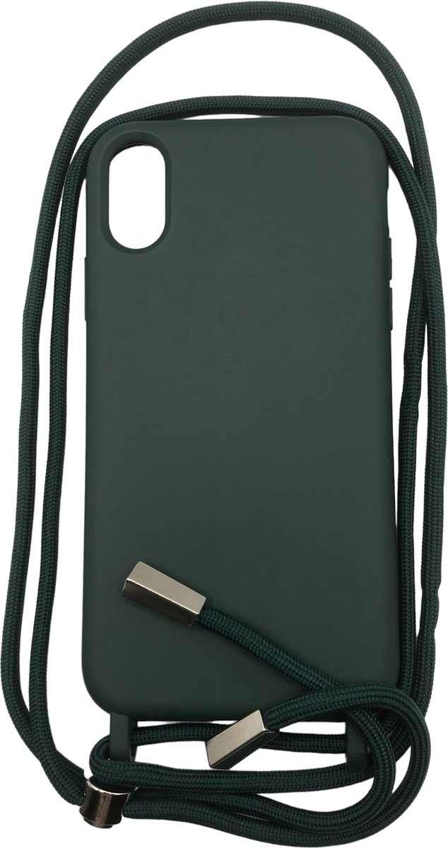 Siliconen back cover hoesje met Koord - Geschikt voor iPhone XR - Groen