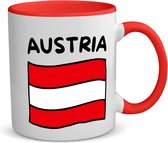 Akyol - austria vlag koffiemok - theemok - rood - Oostenrijk - reizigers - toerist - verjaardagscadeau - souvenir - vakantie - 350 ML inhoud
