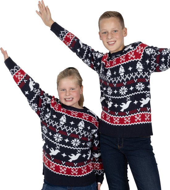 Foute Kersttrui Kinderen - Jongens & Meisjes - Christmas Sweater "Traditioneel & Gezellig" - Maat 158-164 - Kerstcadeau