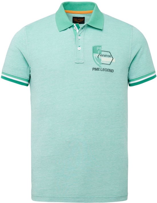 PME Legend Two Tone Pique Polo Groen Modern-fit Heren