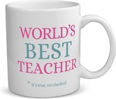Akyol - world's best teacher koffiemok - theemok - Juf - beste juf - school - verjaardagscadeau - afscheidscadeau - kado - 350 ML inhoud