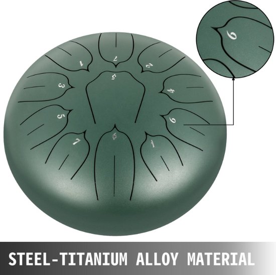 Baymate ® Steel Tongue Drum - Hand Pan Drum - Instruments de percussion - En ut mineur - Avec sac de voyage - Rouge - 12 pouces - 11 notes - 30cm