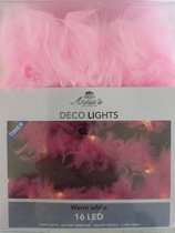 Anna´s Collection - deco lights - 2 stuks - kerstverlichting - boa - kerstslinger - verenslinger - roze - Lengte 2 meter - 16 LED licht