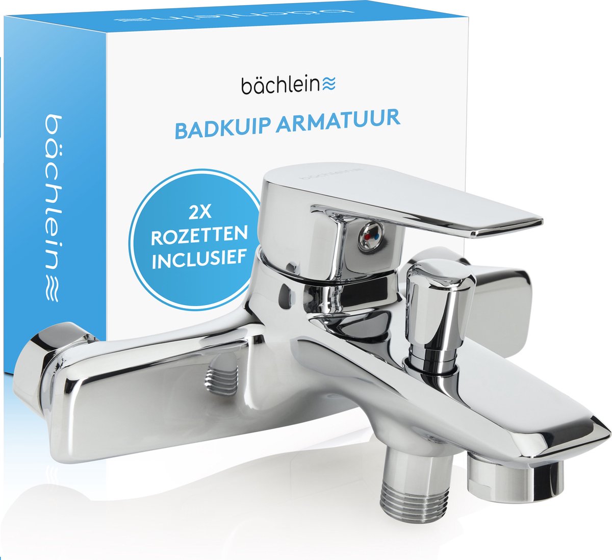Bächlein Universele Badkraan Chroom - Complete set badkraan inclusief alle accessoires, Eenhendel badkraan, Opbouw badkraan, Badkraan, Opbouw badkraan