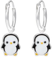 Joy|S - Zilveren pinguïn bedel oorbellen - oorringen