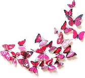 CHPN - Vlinders - Muurstickers - Muurdecoratie - Verschillende Afmetingen - Vlinders - 12 stuks - Roze - Woondecoratie - Wooncadeau - Kinderkamer