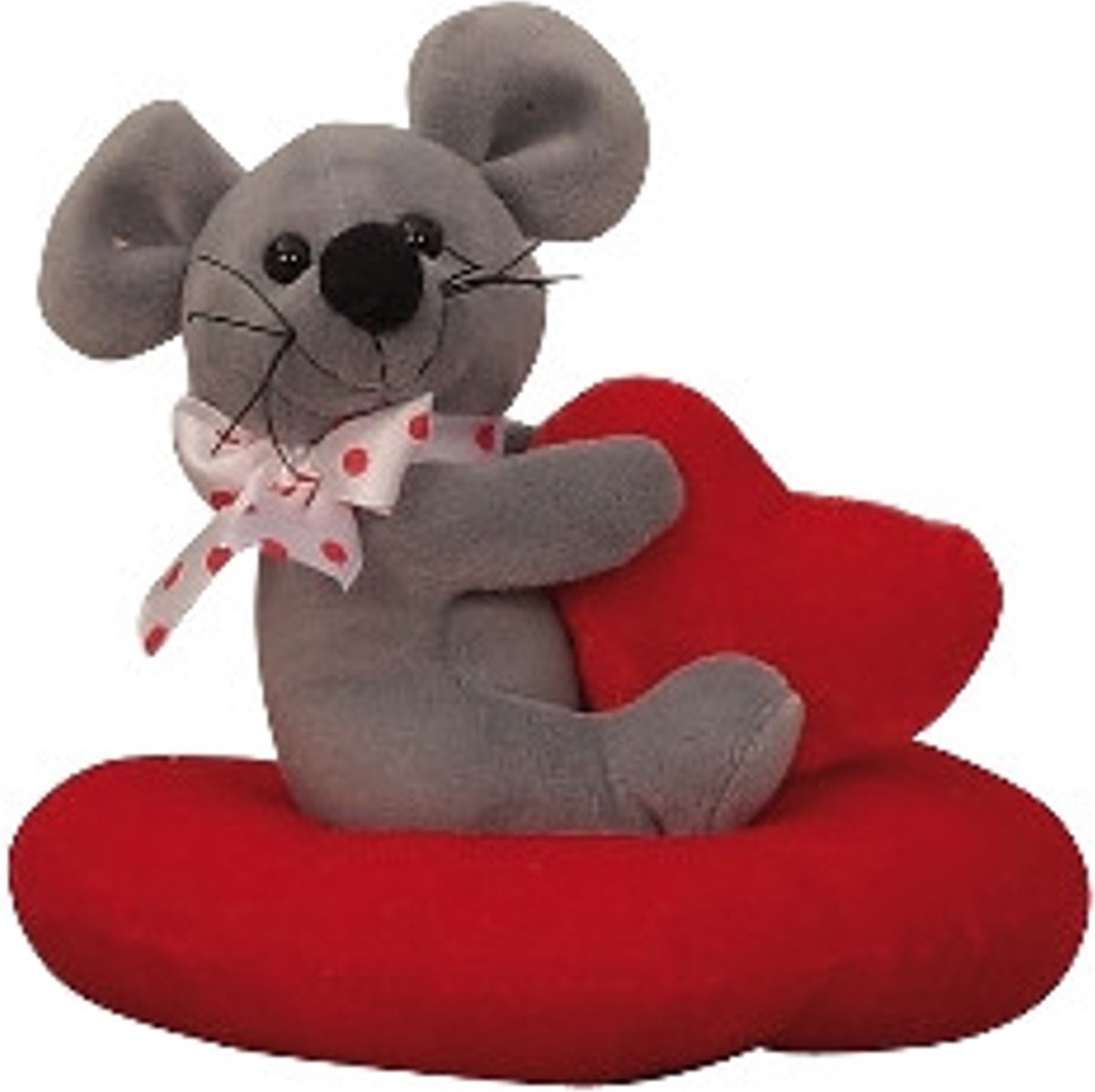 Knuffel - Muis zittend op een Hart - Cadeautjes onder de 15 euro - Hoogte 14cm