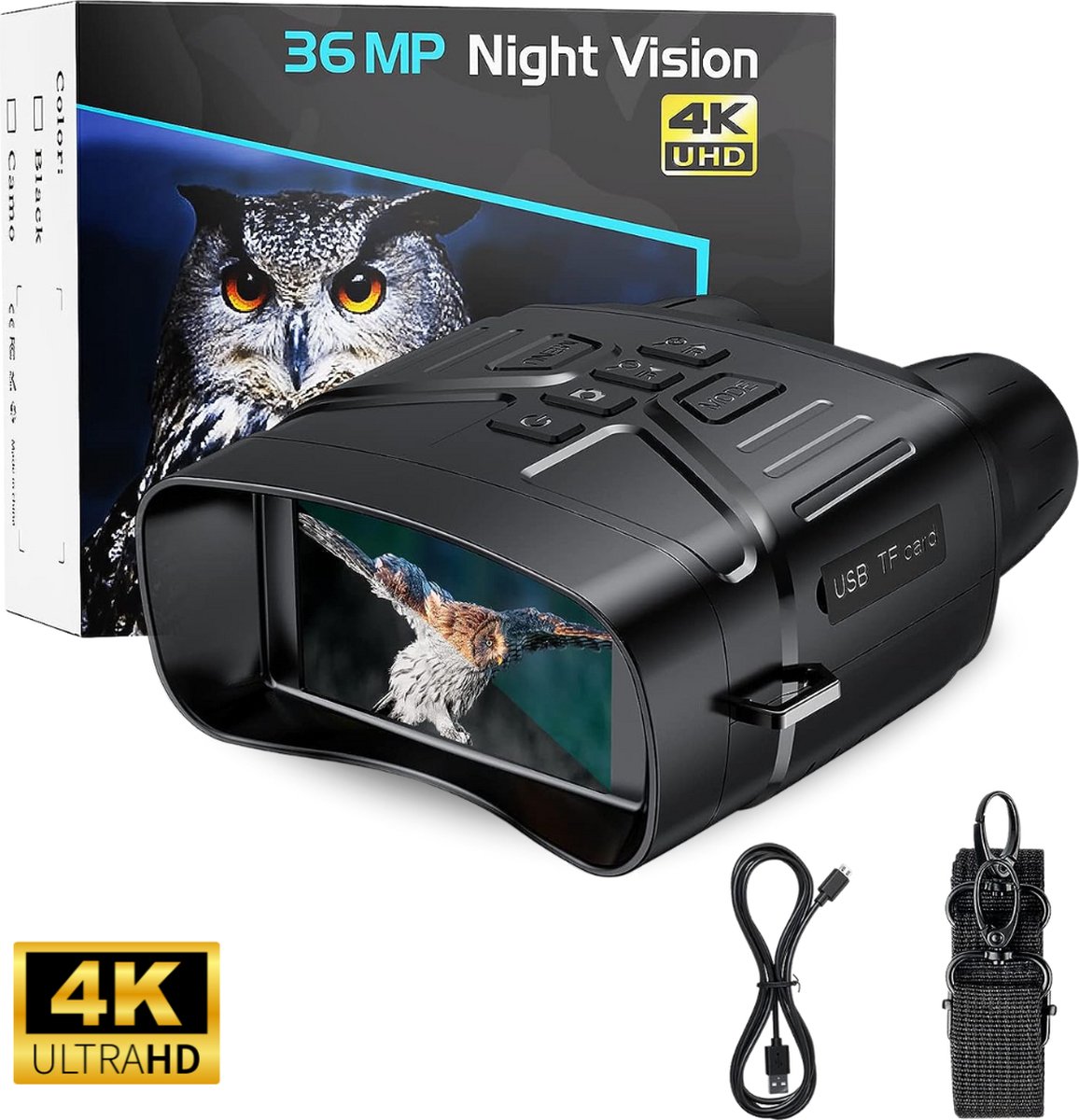 Dirmo 36 mp night vision 4K - nachtkijker – Verrekijker - nachtkijker met infrarood – Warmtebeeld - 300 Meter