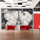 Fotobehangkoning - Behang - Vliesbehang - Fotobehang - Bonjour Paris - Parijs - Kunst - 400 x 280 cm