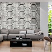 Fotobehangkoning - Behang - Vliesbehang - Fotobehang - Platinum cubes - Hexagon - 300 x 210 cm