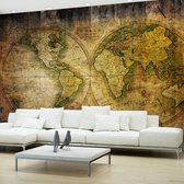 Fotobehangkoning - Behang - Vliesbehang - Fotobehang Wereldkaart - Oude Kaart van de Wereld - 400 x 280 cm