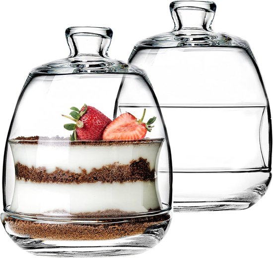 Lot De 12 Bols En Verre Empilables 310 Ml - Bols à Dessert, Céréales, Salades - Bord Ondulé, Lave-vaisselle - 5