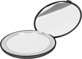 LED spiegel - Make-up Spiegel voor op Reis-10X vergroting – Mini spiegel - inklapbaar-Daglicht LED-Draagbaar-Zwart