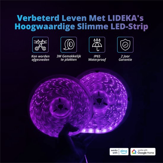Lideka - LED Strip 30 (2x15) Meter RGB - met Afstandsbediening - Gaming Lichtstrip met App - LED-strips - Led Light Strip Verlichting - 660 LED Lights - Zelfklevend Led Licht - LIDEKA