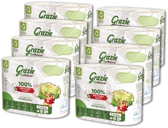 Grazie Natural keukenrol – 16 rollen – gerecycled – zacht