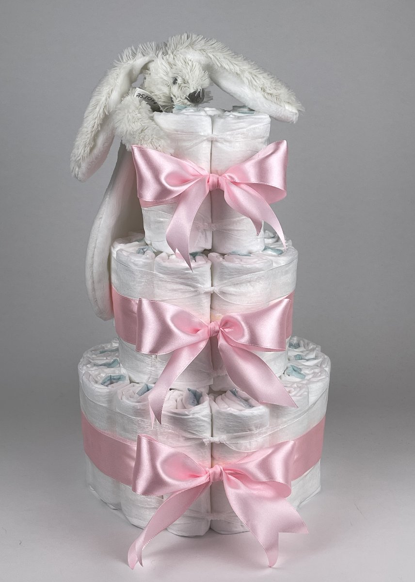 Goedkoopste Chouette-Chouette | Luiertaart Meisje | Kraamcadeau | Geboorte Meisje | Babyshower | Tuttle Konijn Richie Ivory - Roze