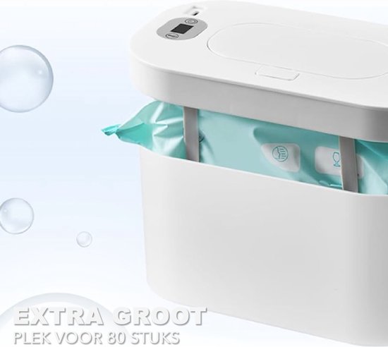 Babydoekjes verwarmer - Vochtige Doekjes Verwarmer - Billendoekjesdoos - 3 Warmtestanden & snel verwamer - Nachtlampfunctie - Kinderslot - Wit & grijs — afbeelding 4