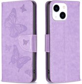 Étui BookCover en PU adapté à iPhone 15 Papillons violets