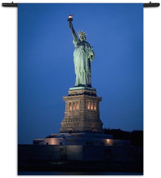 Mezo Wandkleed Vrijheidsbeeld New York Donker 01 Rechthoek Verticaal S (85 X 60 CM) - Wandkleden - Met roedes