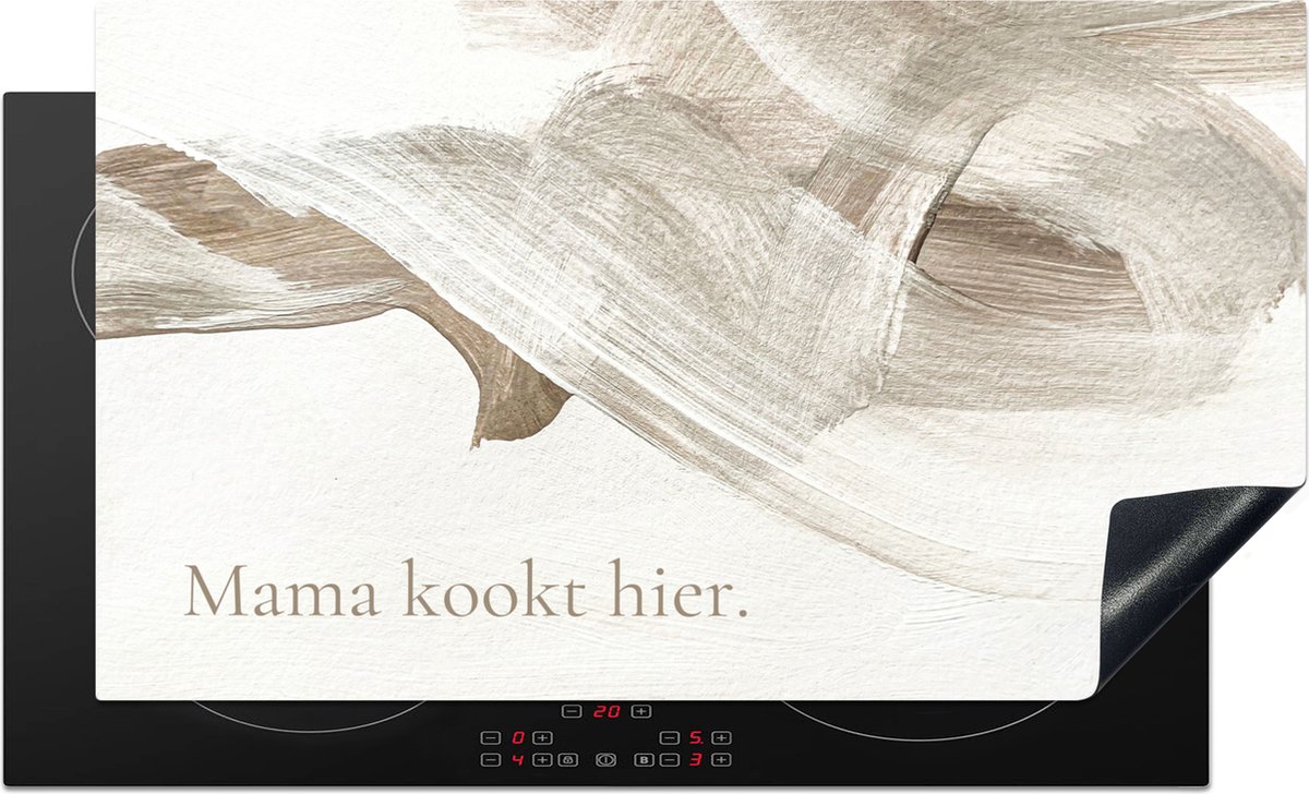 KitchenYeah® Inductie beschermer 91.6x52.7 cm - Quotes - Mama kookt hier - Abstract - Moeder - Kookplaataccessoires - Afdekplaat voor kookplaat - Inductiebeschermer - Inductiemat - Inductieplaat mat
