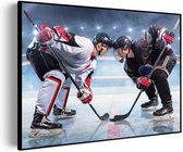 Akoestisch Schilderij Ijshockey Battle Rechthoek Horizontaal Basic M (85 X 60 CM) - Akoestisch paneel - Akoestische Panelen - Akoestische wanddecoratie - Akoestisch wandpaneel