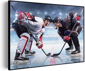 Akoestisch Schilderij Ijshockey Battle Rechthoek Horizontaal Pro M (85 X 60 CM) - Akoestisch paneel - Akoestische Panelen - Akoestische wanddecoratie - Akoestisch wandpaneel