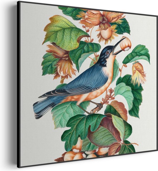 Akoestisch Schilderij Prent Natuur Vogel en Bloemen 09 Vierkant Basic XL (100X100) - Akoestisch paneel - Akoestische Panelen - Akoestische wanddecoratie - Akoestisch wandpaneel