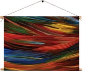 Textielposter Geschilderde Strepen Kleurrijk Rechthoek Horizontaal XXL (85 X 120 CM) - Wandkleed - Wanddoek - Wanddecoratie