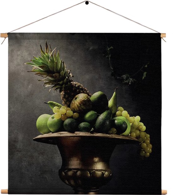 Textielposter Fruit Schaal 01 Vierkant M (30 X 30 CM) - Wandkleed - Wanddoek - Wanddecoratie