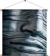 Textielposter Het Zilvere Hoofd Vierkant XXL (90 X 90 CM) - Wandkleed - Wanddoek - Wanddecoratie