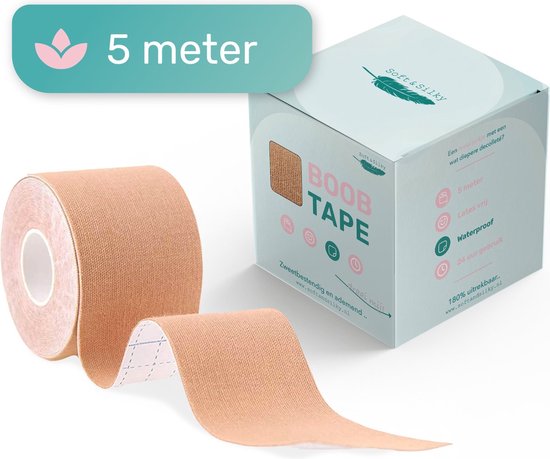 Soft & Silky - Boob tape - 5 meter - Voor elke cup maat - Latex vrij - Nipple covers - Hypo allergeen - Tepelcovers - Borst tape - BH tape - Bra tape - Boobtape - Fashion tape