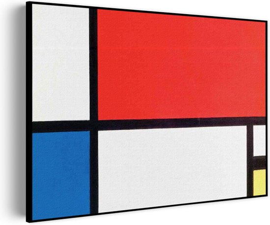 Akoestisch Schilderij Mondriaan de rode Rechthoek Horizontaal Basic XXL (150 x 107 CM) - Akoestisch paneel - Akoestische Panelen - Akoestische wanddecoratie - Akoestisch wandpaneel