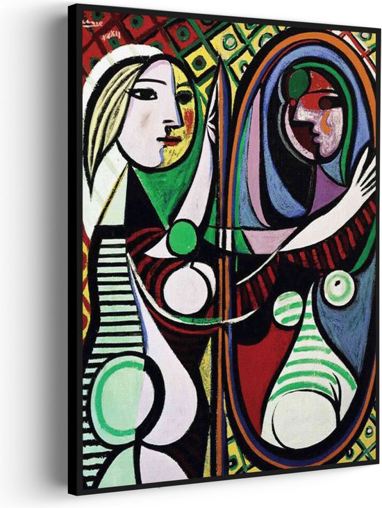 Akoestisch Schilderij Picasso Meisje voor een spiegel 1932 Rechthoek Verticaal Pro S (50 X 70 CM) - Akoestisch paneel - Akoestische Panelen - Akoestische wanddecoratie - Akoestisch wandpaneel