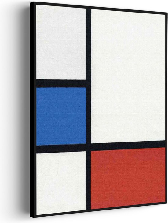 Akoestisch Schilderij Mondriaan de Blauwe vlakte Rechthoek Verticaal Pro S (50 X 70 CM) - Akoestisch paneel - Akoestische Panelen - Akoestische wanddecoratie - Akoestisch wandpaneel