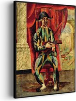 Akoestisch Schilderij Picasso Harlekijn met een gitaar 1918 Rechthoek Verticaal Pro XXL (107 X 150 CM) - Akoestisch paneel - Akoestische Panelen - Akoestische wanddecoratie - Akoestisch wandpaneel