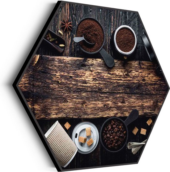 Akoestisch Schilderij Home Made Coffees Set Hexagon Basic M (60 X 52 CM) - Akoestisch paneel - Akoestische Panelen - Akoestische wanddecoratie - Akoestisch wandpaneel