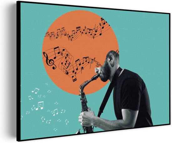Tableau Acoustique Saxophoniste Rectangle Horizontal Pro M (85 X 60 CM) - Panneau acoustique - Panneaux acoustiques - Décoration murale acoustique - Panneau mural acoustique