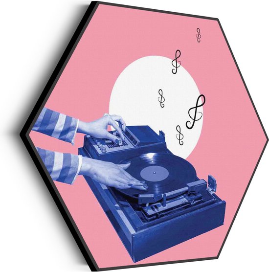 Akoestisch Schilderij Old School DJ Hexagon Basic L (100 X 86 CM) - Akoestisch paneel - Akoestische Panelen - Akoestische wanddecoratie - Akoestisch wandpaneel