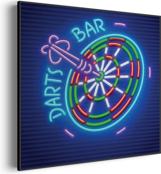 Akoestisch Schilderij Darts Bar Vierkant Pro XXL (140 X 140 CM) - Akoestisch paneel - Akoestische Panelen - Akoestische wanddecoratie - Akoestisch wandpaneel