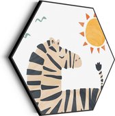 Akoestisch Schilderij Zebrapaardje in het zonnetje Hexagon Basic XL (140 X 121 CM) - Akoestisch paneel - Akoestische Panelen - Akoestische wanddecoratie - Akoestisch wandpaneel