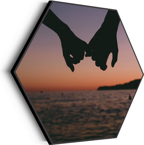 Akoestisch Schilderij De Strandwandeling Hexagon Basic XL (140 X 121 CM) - Akoestisch paneel - Akoestische Panelen - Akoestische wanddecoratie - Akoestisch wandpaneel