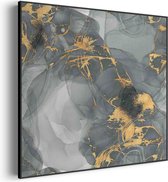 Tableau Acoustique Abstrait Look Marbre Grijs avec Or 05 Square Pro S (50 X 50 CM) - Panneau acoustique - Panneaux acoustiques - Décoration murale acoustique - Panneau mural acoustique
