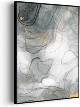 Tableau Acoustique Abstrait Look Marbre Grijs avec Or 01 Rectangle Vertical Pro XXL (107 X 150 CM) - Panneau acoustique - Panneaux acoustiques - Décoration murale acoustique - Panneau mural acoustique
