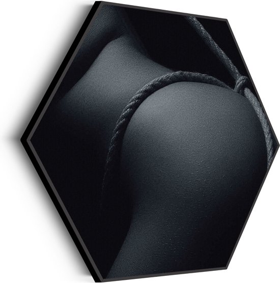 Akoestisch Schilderij Vrouw Met Sexy Touw Hexagon Basic XL (140 X 121 CM) - Akoestisch paneel - Akoestische Panelen - Akoestische wanddecoratie - Akoestisch wandpaneel