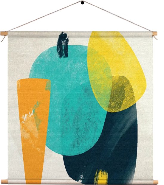 Textielposter Kleurrijk Abstract 02 Vierkant XL (60 X 60 CM) - Wandkleed - Wanddoek - Wanddecoratie